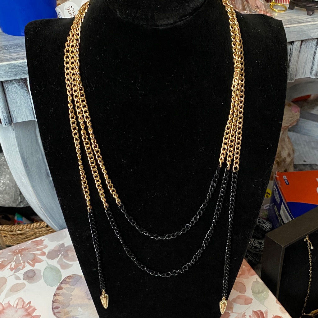 Nicole Miller Gold And Black Multi-Strand Necklace 32$